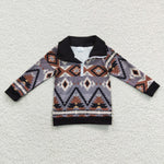 Little boys western zipper long sleeve top