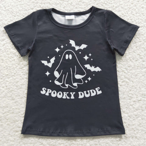 Spooky dude halloween ghost boy black t shirt