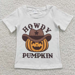 Howdy pumpkin western boys white t shirt