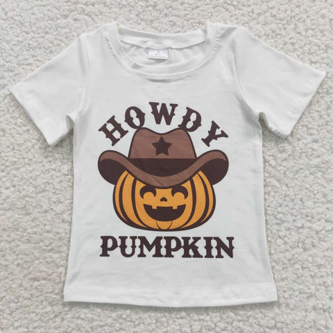 Howdy pumpkin western boys white t shirt