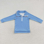 BT0265  Boys kid blue long sleeve zipper top-promotion 2024.12.28