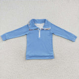 BT0265  Boys kid blue long sleeve zipper top-promotion 2024.12.28