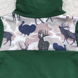 Boy camo green reindeers long sleeve sweater top