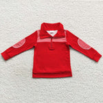 Boy long sleeve red plaid zipper t shirt