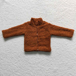 Kids boy winter brown sherpa zip top