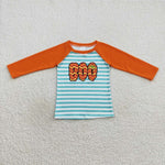 Spider boo applique boy long sleeve striped t shirt