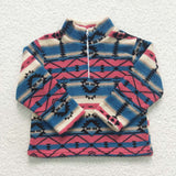 Kids boy western aztec zipper sherpa top