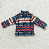 Kids boy western aztec zipper sherpa top