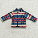 Kids boy western aztec zipper sherpa top