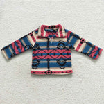 Kids boy western aztec zipper sherpa top