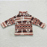 Boy western aztec winter sherpa zipper top