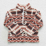 Boy western aztec winter sherpa zipper top