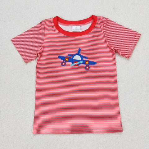 BT0594  baby boy clothes embroidery airplane toddler boy summer tshirt