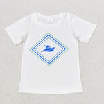 BT0613  baby boy clothes sailboat mallard boy summer tshirt
