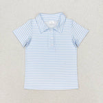 BT0653  baby boy clothes blue stripes boy summer tshirt
