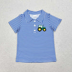 BT0689  baby boy clothes embroidery truck boy summer tshirt