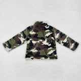 BT0737  toddler boy clothes green camouflage boy winter top