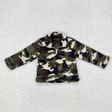 BT0737  toddler boy clothes green camouflage boy winter top