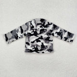 BT0744  toddler boy clothes black camouflage boy winter top