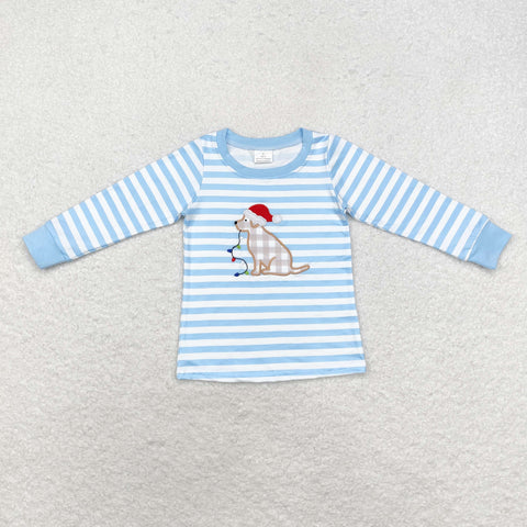 BT0791  toddler boy clothes embroidery dog boy christmas winter top shirt