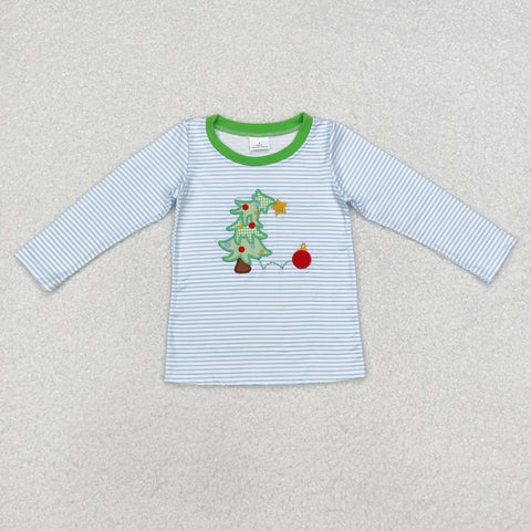 BT0809   toddler boy clothes embroidery christmas tree boy winter top t-shirt