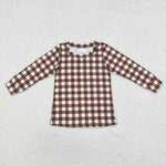 BT0853  toddler boy clothes gingham boy  winter top shirt