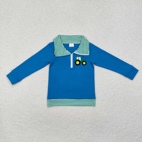 BT0892  toddler boy clothes embroidery truck boy winter  top shirt