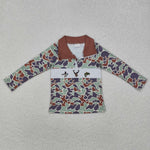 BT0902   toddler boy clothes embroidery mallard camo boy winter top pullover