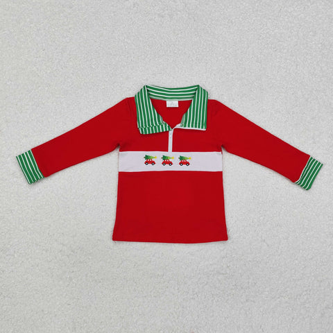 BT0930  toddler boy clothes embroidery xmas tree boy winter top pullover