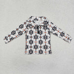 BT0937   toddler boy clothes aztec boy winter  zipper top