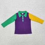 BT0997  toddler boy clothes mardi gras boy summer top shirt