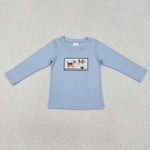 BT1007  toddler boy clothes embroidery hunting boy winter top shirt