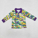 BT1029    toddler boy clothes camo boy mardi gras top shirt