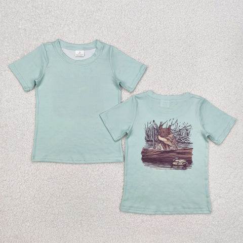 BT1081   toddler boy clothes green mallard boy summer top shirt