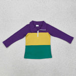 BT1130 toddler boy clothes purple boy mardi gras top shirt