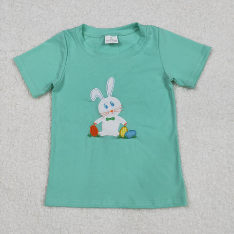 BT1132   toddler boy clothes embroidery bunny boy easter summer top shirt