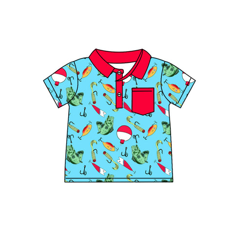 BT1172 pre-order  toddler boy clothes fishing boys summer top shirt-2025.2.12