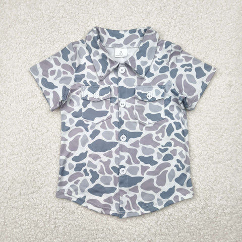 BT1202  toddler boy clothes grey camo boy summer top shirt
