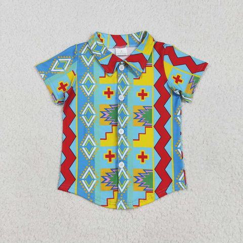 BT1225  toddler boy clothes aztec boy summer top shirt