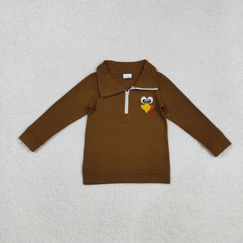 BT1265   toddler boy clothes embroidery turkey boy thanksgiving winter top pullover