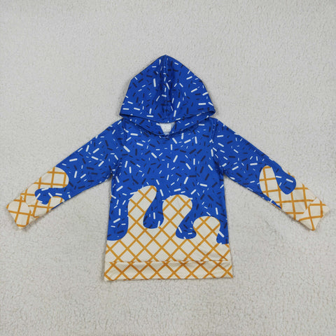 BT1275    toddler boy clothes blue Ice cream boy winter hoodie top shirt