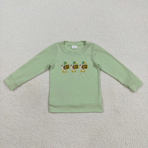 BT1278   toddler boy clothes embroidery mallard boy halloween winter top shirt