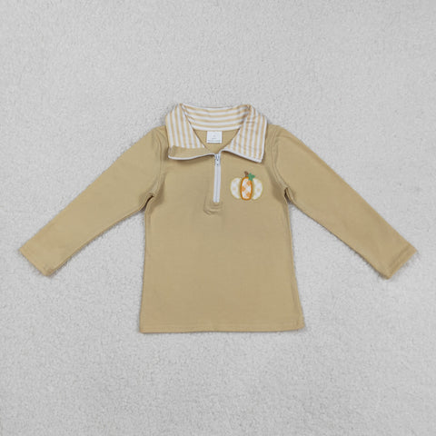 BT1293    toddler boy clothes embroidery pumpkin  boys winter top