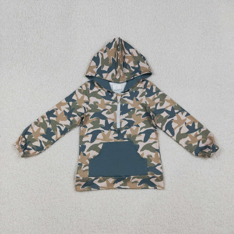 BT1301   toddler boy clothes mallard camo boys winter top hoodie