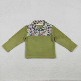 BT1308   toddler boy clothes green camo boys winter top