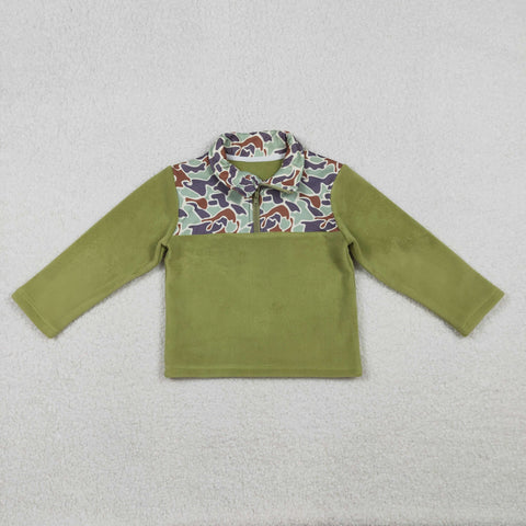 BT1308   toddler boy clothes green camo boys winter top