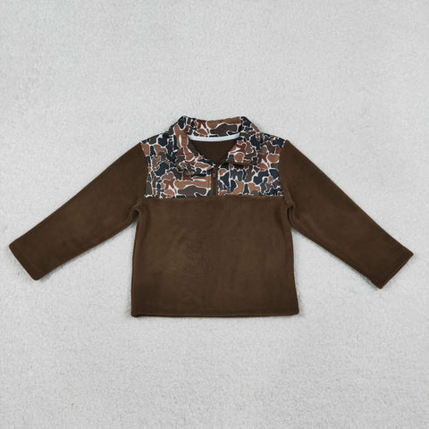 BT1309   toddler boy clothes brown camo boys winter top