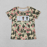 RTS kids matching clothing embroidery cross print clothing boy easter clothing-2025.12.17