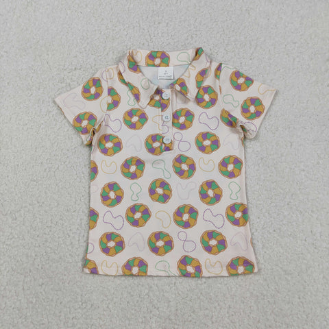 BT1454   toddler boy clothes Donut boy mardi gras summer top shirt