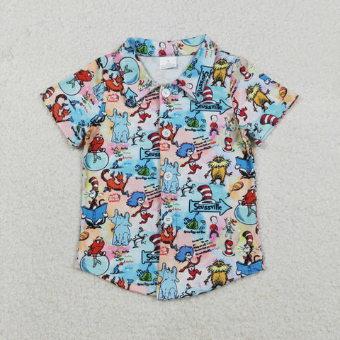 BT1461  toddler boy clothes cartoon boy Dr. Su summer top shirt